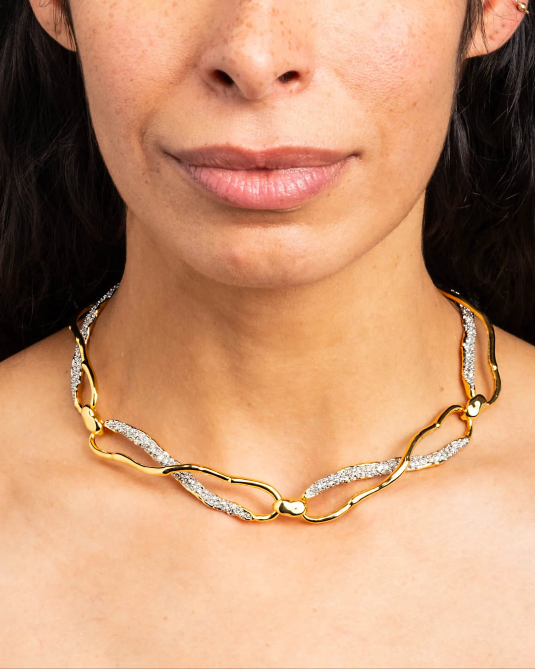 Alexis Bittar Solanales Gold Crystal Infinity Link Necklace available at Barbara Katz