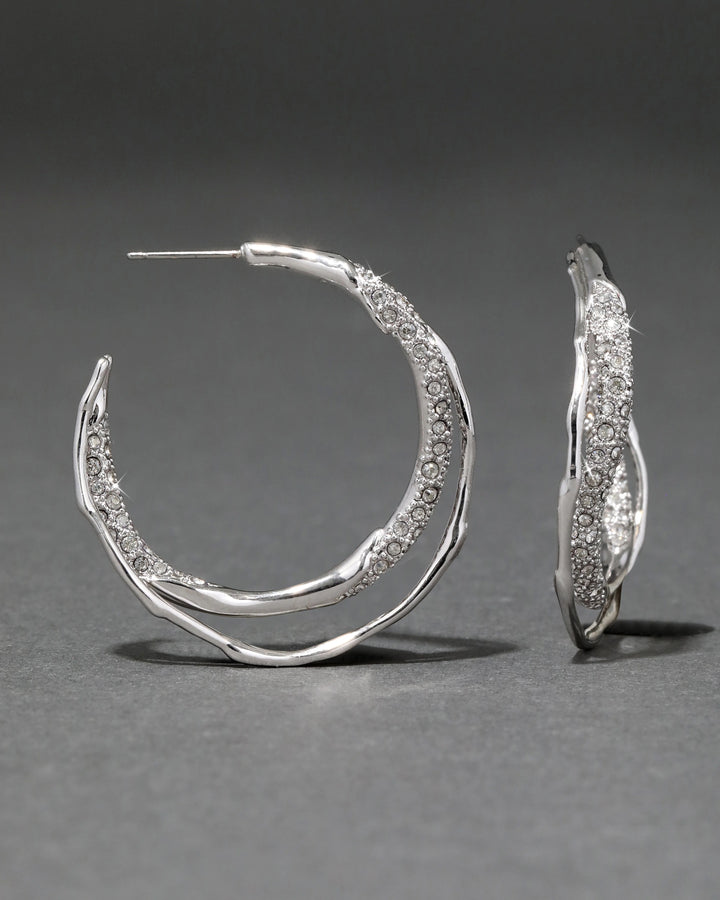 Alexis Bittar Solanales Crystal Twist Hoop Earrings in Silver available at Barbara Katz