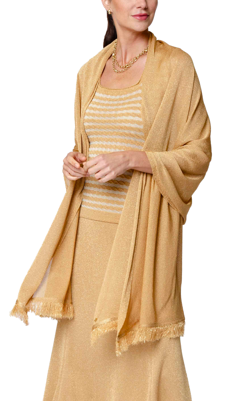 Biana Star Dust Shimmer Shawl in Golden Sands available at Barbara Katz