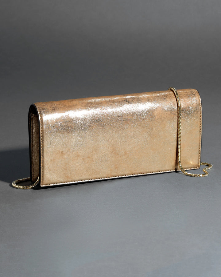 Alexis Bittar Twisted Gold Side Handle Clutch Bag in Antique Gold available at Barbara Katz