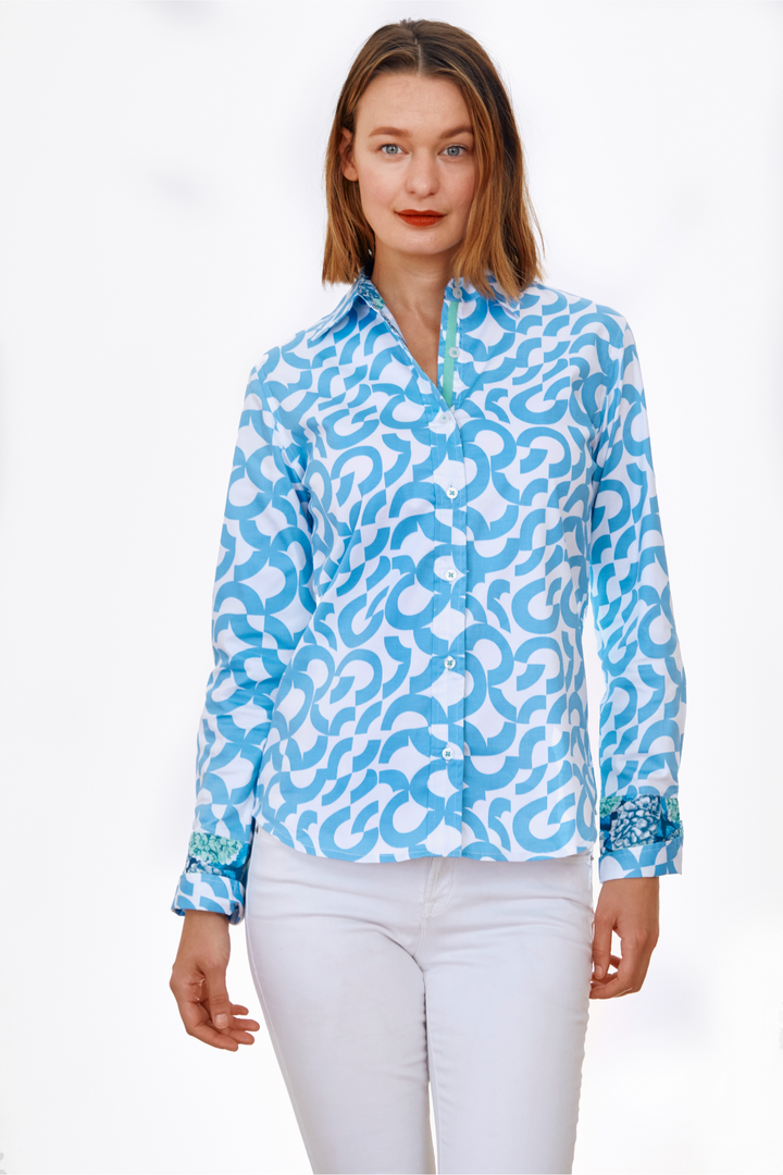 Dizzy-Lizzie Rome Long Sleeve Shirt - Broken Circle available at Barbara Katz