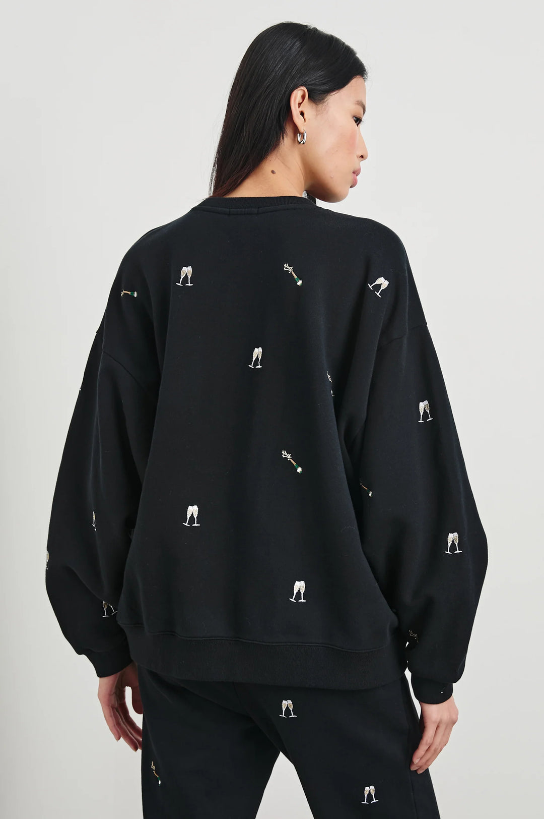 Rails The Varsity Sweatshirt Black Champagne Embroidery available at Barbara Katz