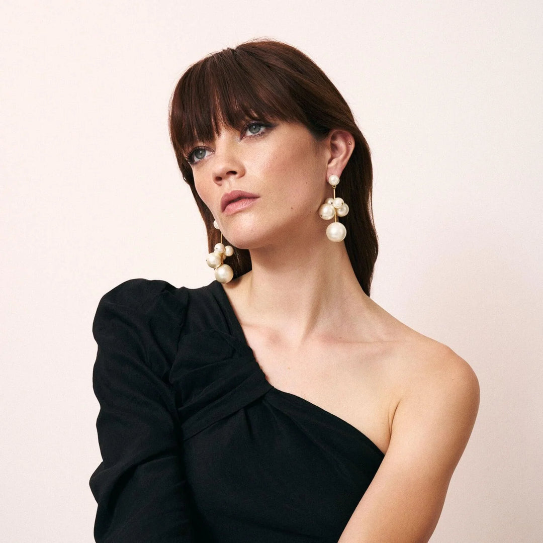 Vanessa Baroni Multi Beads Earrings in Pearl available at Barbara Katz