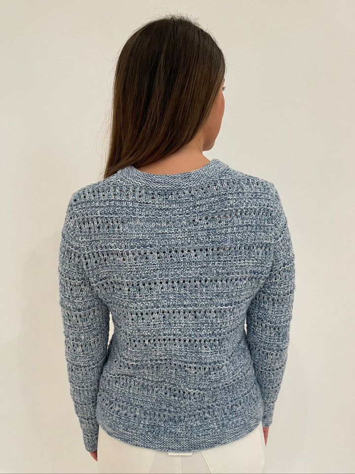 Autumn Cashmere Joan Texture Stitch Jacket in Blue Combo available at Barbara Katz