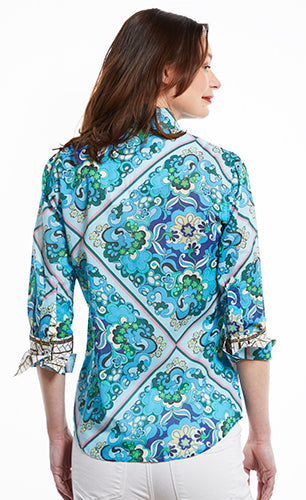 Dizzy-Lizzie Rome Shirt With 3/4 Sleeves - 70's Print