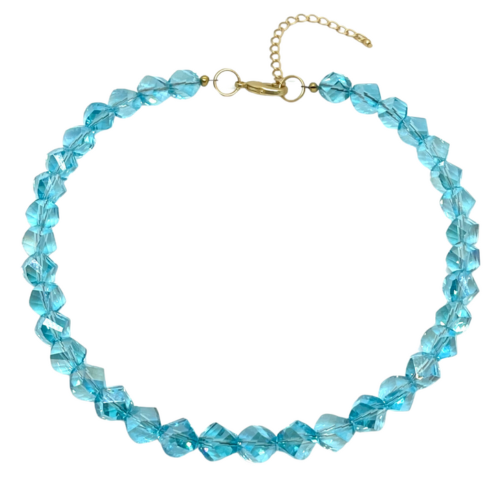 Deborah Gravis Slice Crystal Necklace - Aqua