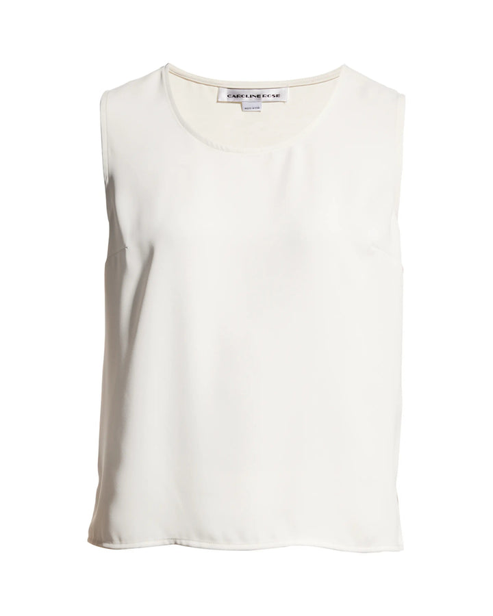 Caroline Rose Matte Crepe Suzette Basic Tank - Ivory