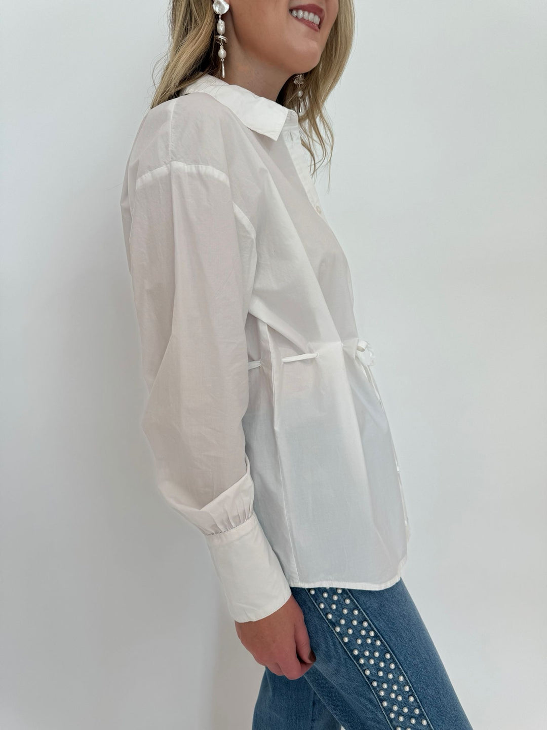 Ba&sh Aply Long Sleeve Shirt in Blanc available at Barbara Katz