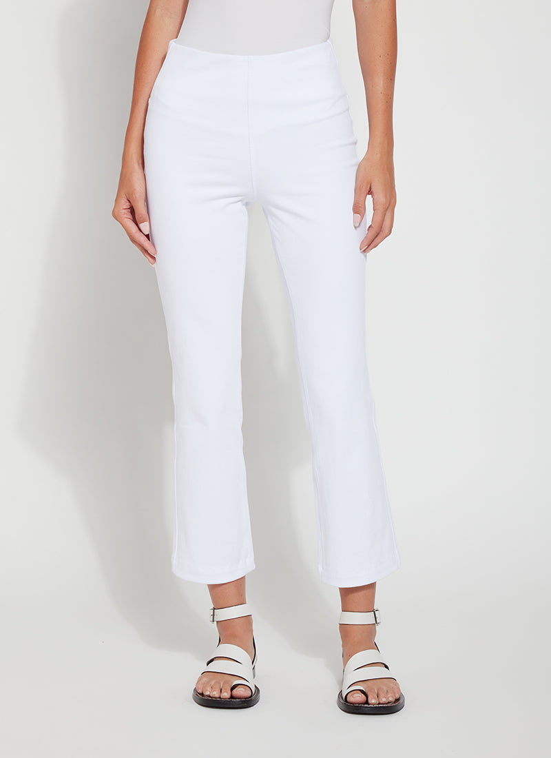 Lysse Ankle Denim Baby Bootcut Pants in White available at Barbara Katz