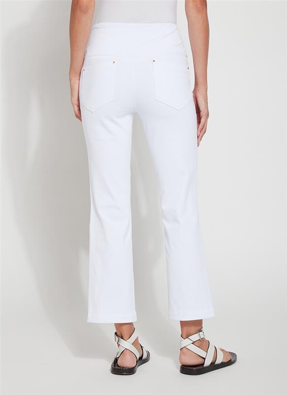 Lysse Ankle Denim Baby Bootcut Pants in White available at Barbara Katz