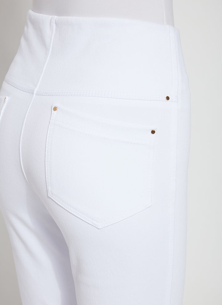 Lysse Ankle Denim Baby Bootcut Pants in White available at Barbara Katz