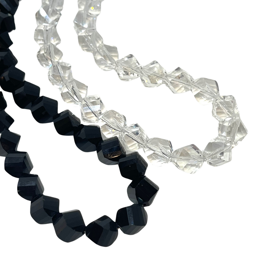 Deborah Grivas Slice Crystal Necklace in Black