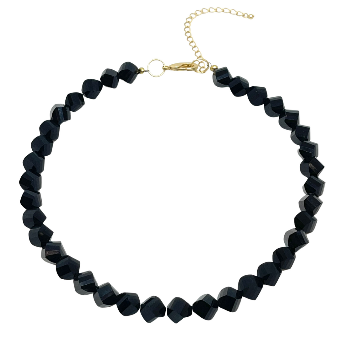 Deborah Grivas Slice Crystal Necklace in Black