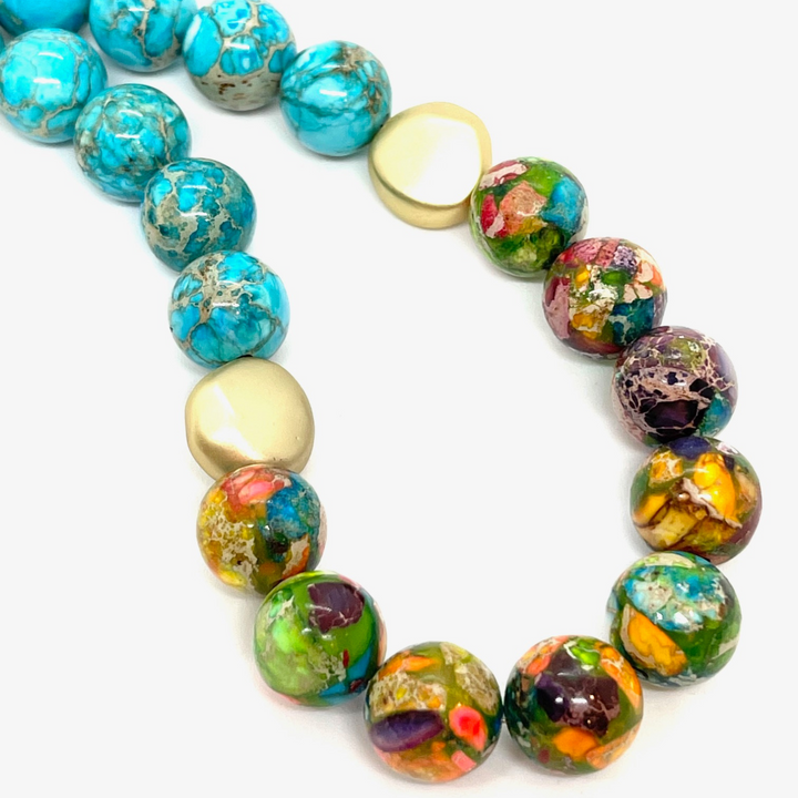 Confetti Jasper and Turquoise Aqua Terra Beaded Necklace