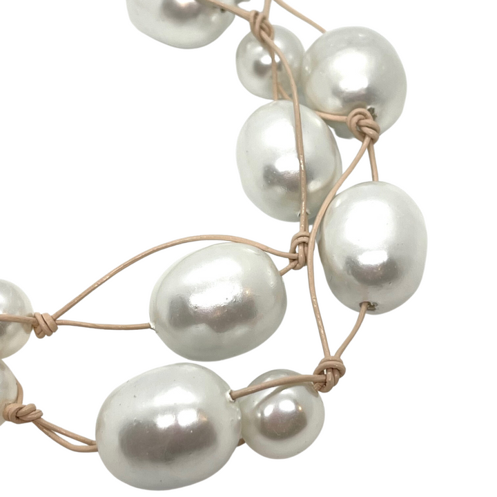 Cotton And Glass Pearl Necklace