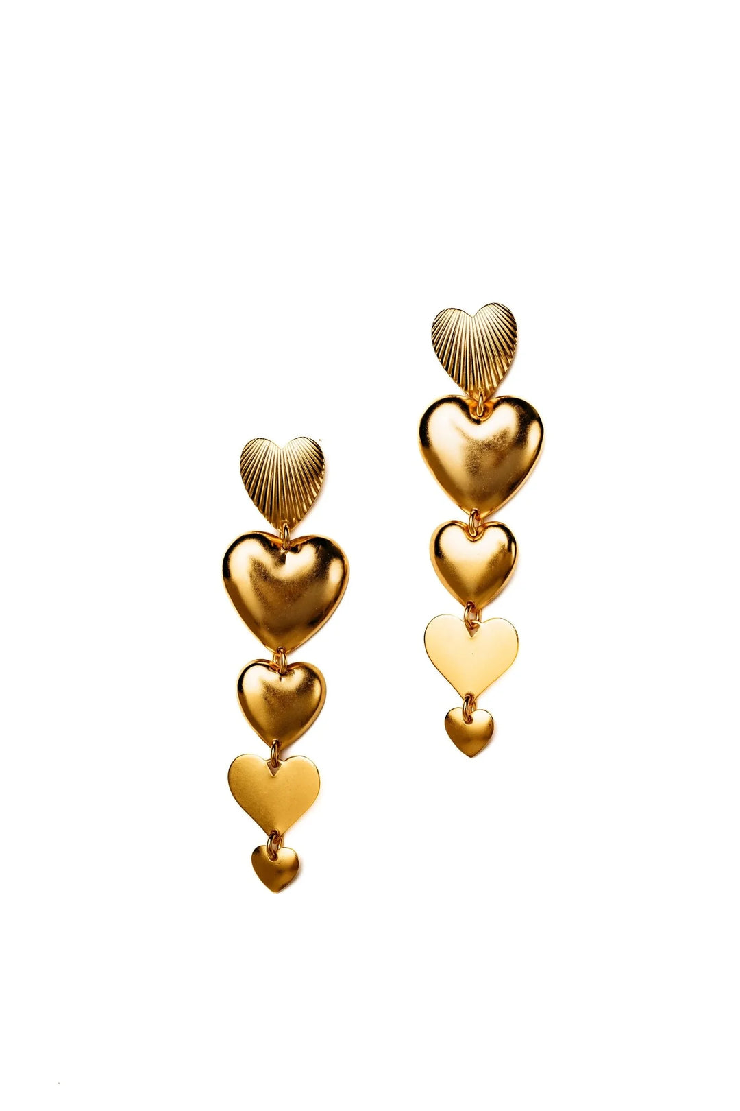 Elizabeth Cole Jewelry Desiree Graduated Hearts Earrings - Gold