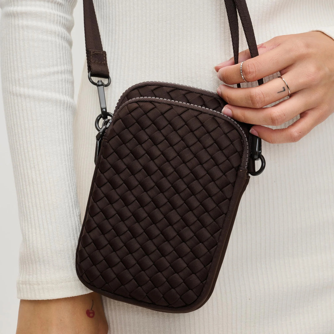 Sol and Selene Divide & Conquer Woven Crossbody Bag - Chocolate