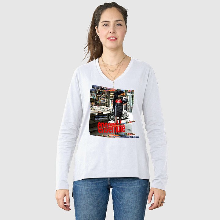 White Suzi Roher The Victoria Long Sleeve Tee - Ensemble