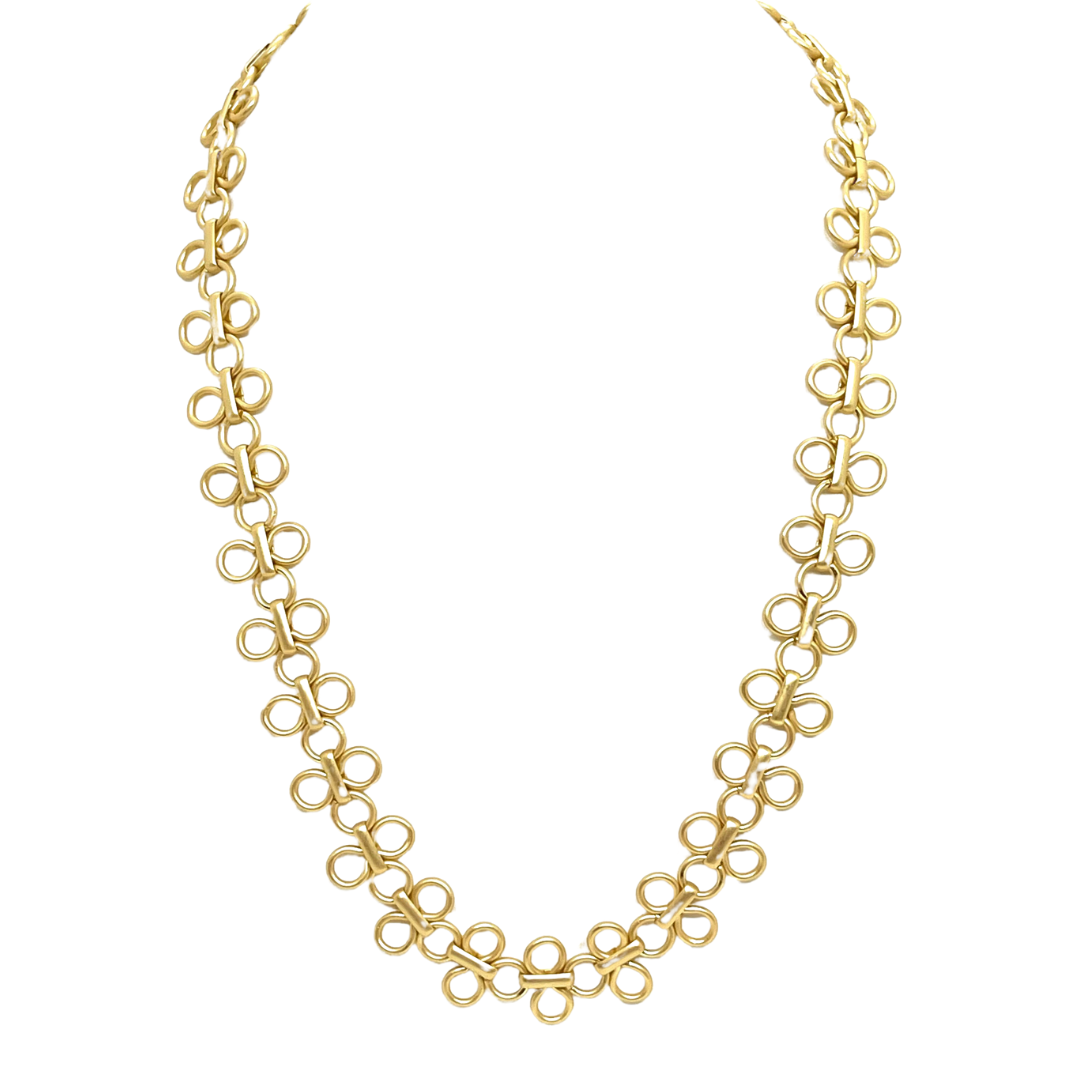 Deborah Grivas Clover Chain Necklace - Matte Gold