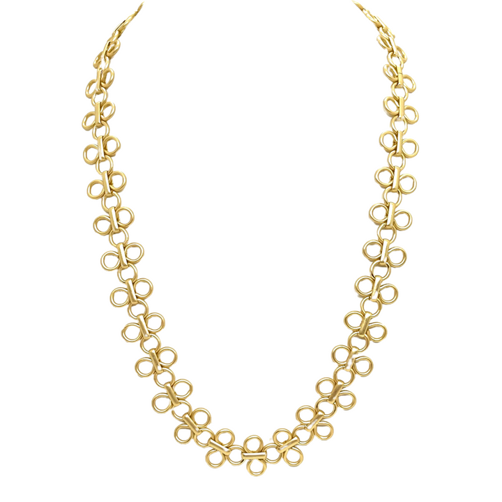 Deborah Grivas Clover Chain Necklace - Matte Gold