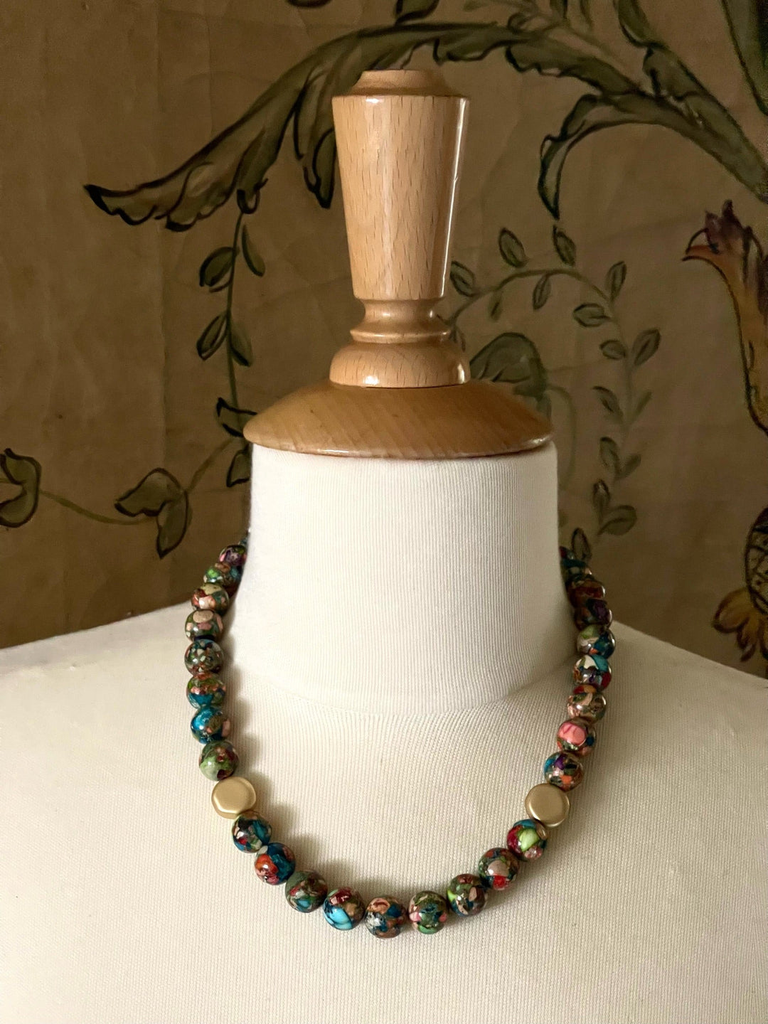 Deborah Grivas Confetti Jasper With Gold Nugget Accent Necklace