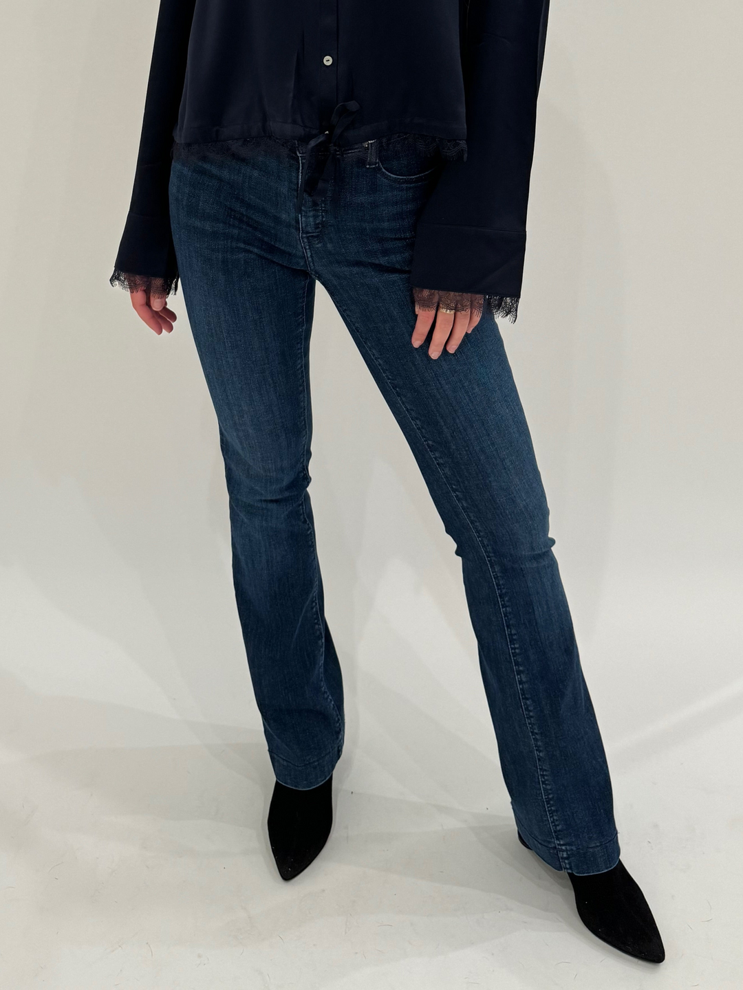 MAC Denim Dream Boot Jeans 32" in Medium Blue available at Barbara Katz 