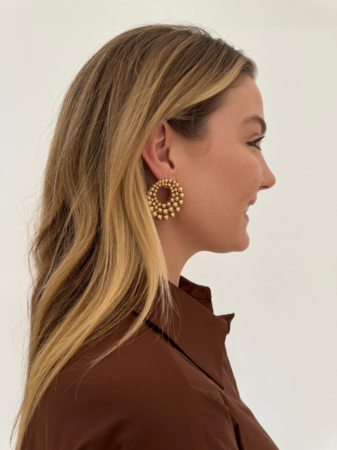 BK Jewelry Ashley Gradual Ball Circle Earrings - Gold