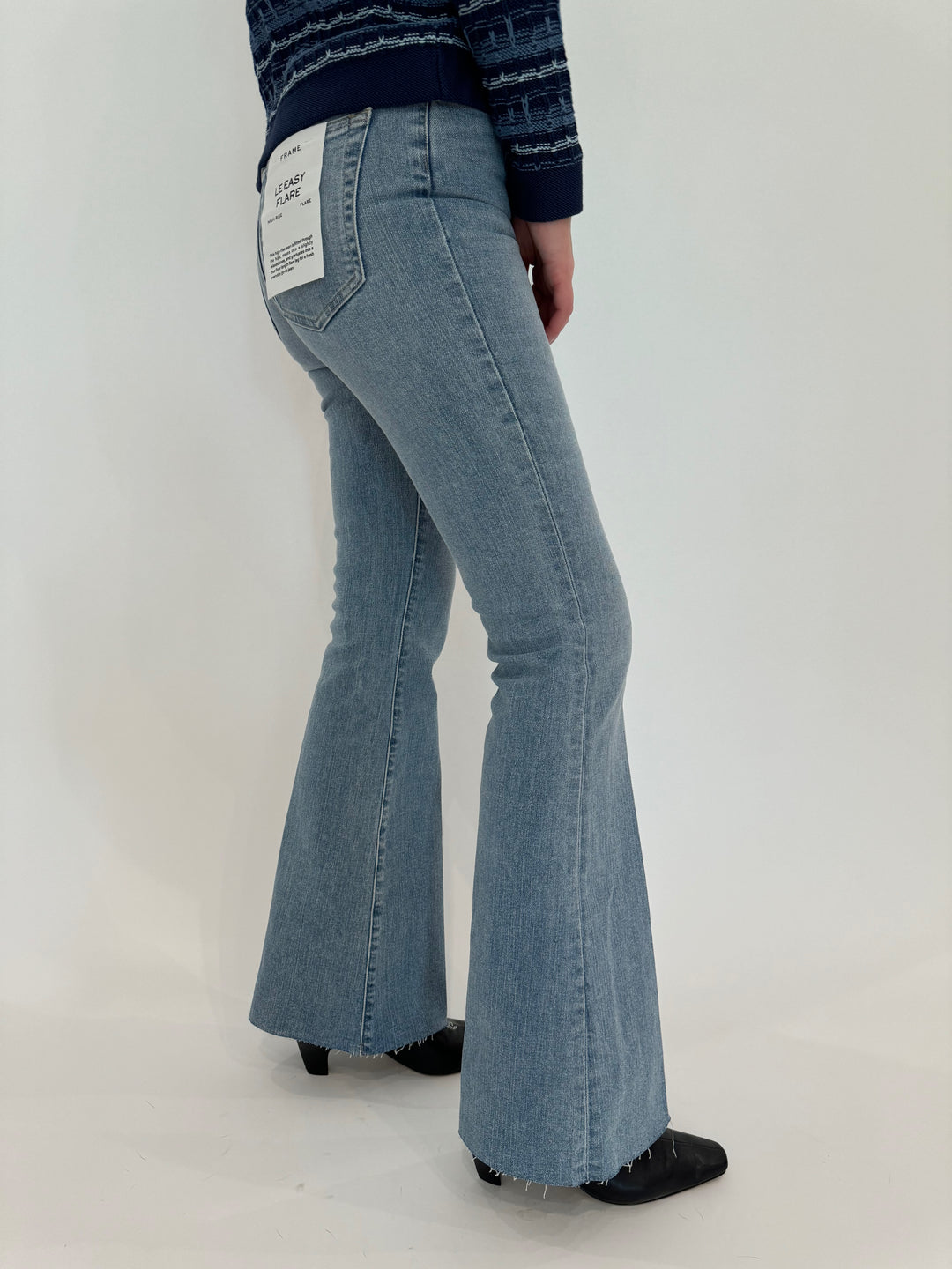 Frame Le Easy Flare Raw Fray Jeans - Blue Springs