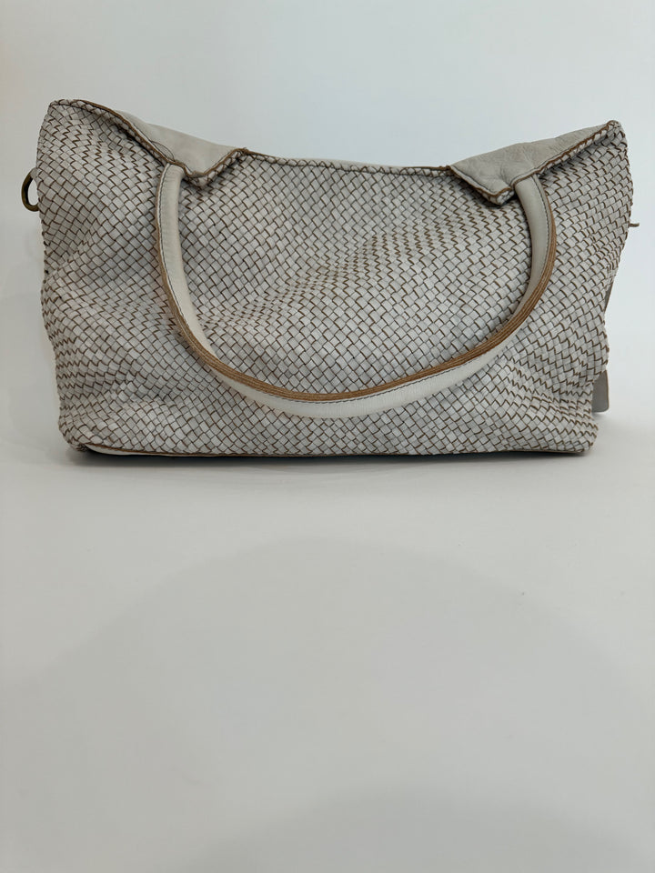 BK Intrecciato Braided Tote Bag in Beige available at Barbara Katz