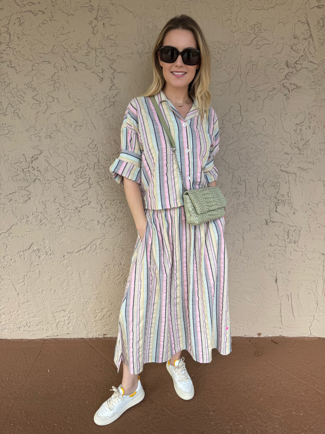 Kerri Rosenthal Sherri Stripe Shirt & Martin Skirt- Multi