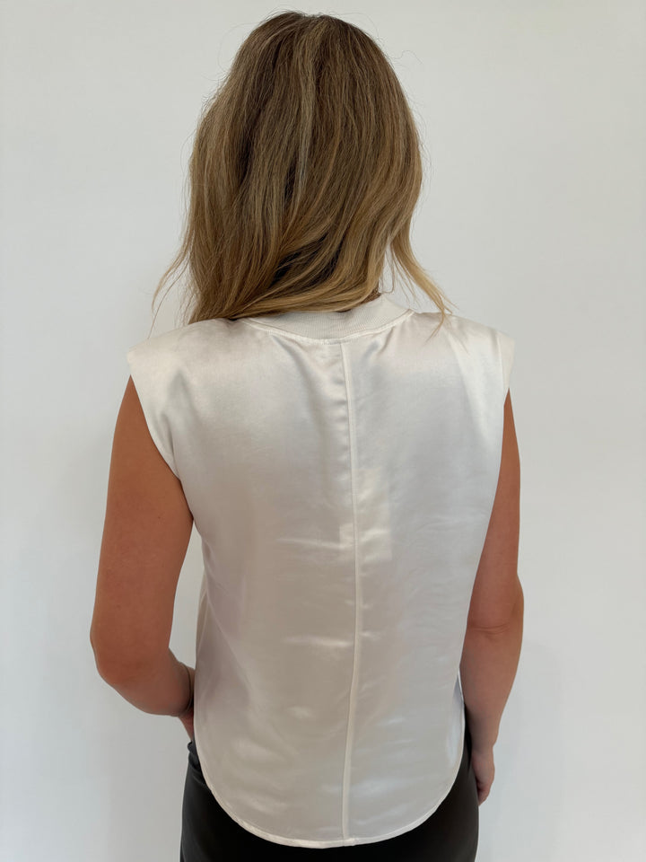 Melissa Nepton Helora Satin Top in Off White available at Barbara Katz