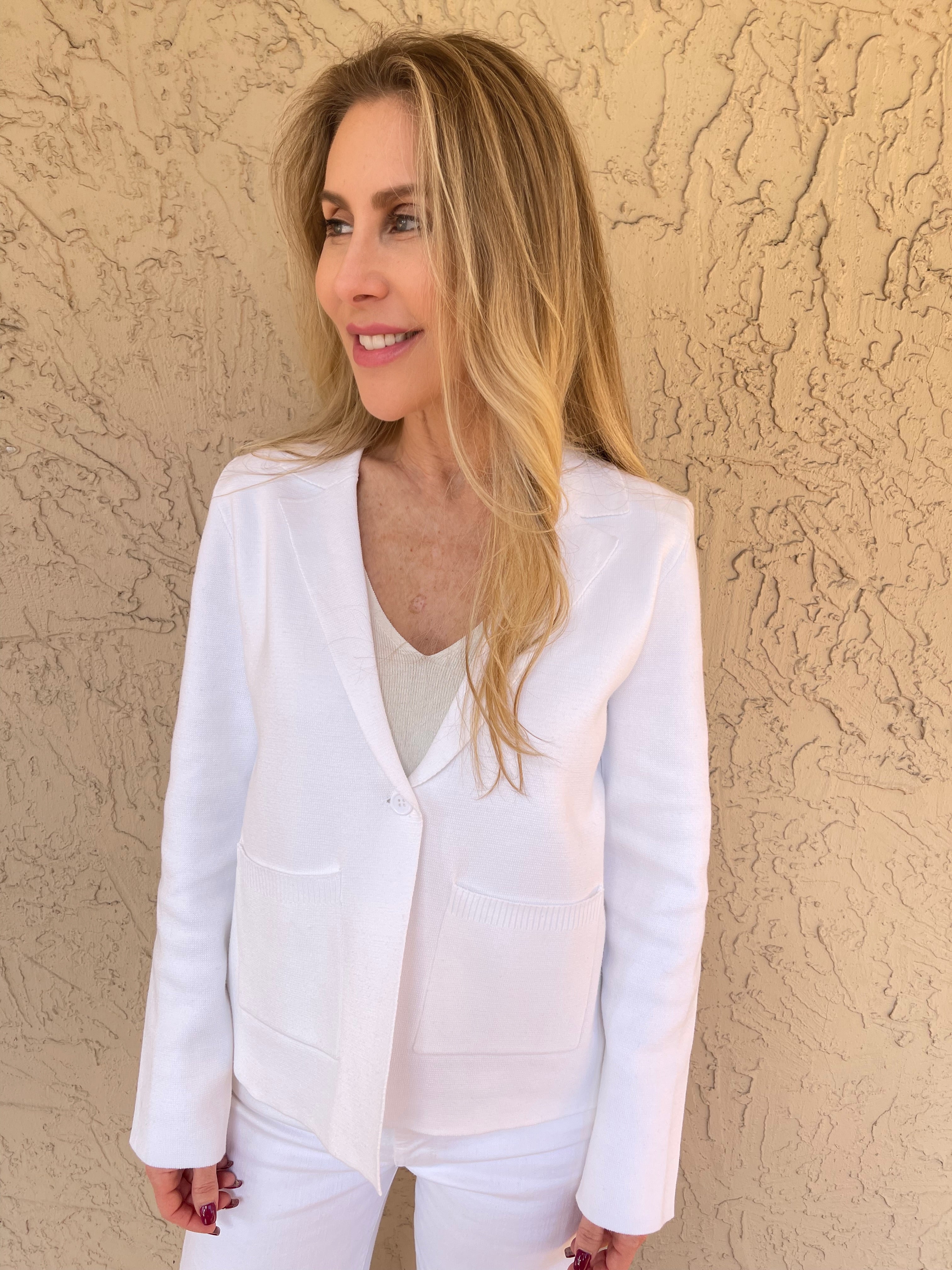 White knit clearance blazer