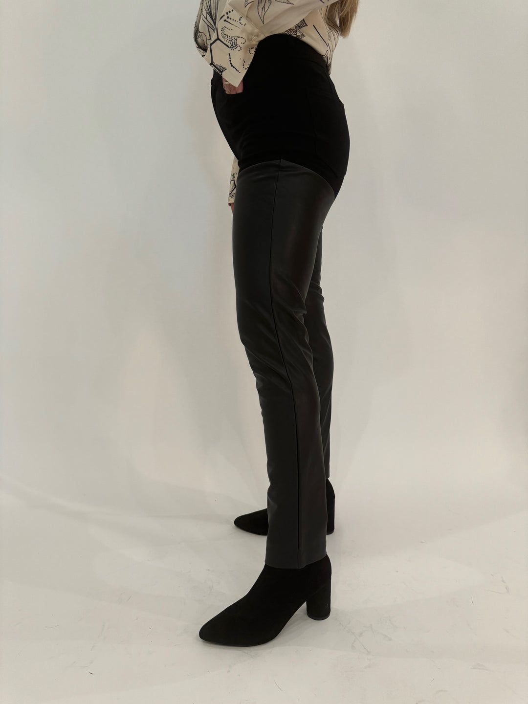 Generation Love Petra Vegan Leather Ponte Combo Pants in Black available at Barbara Katz