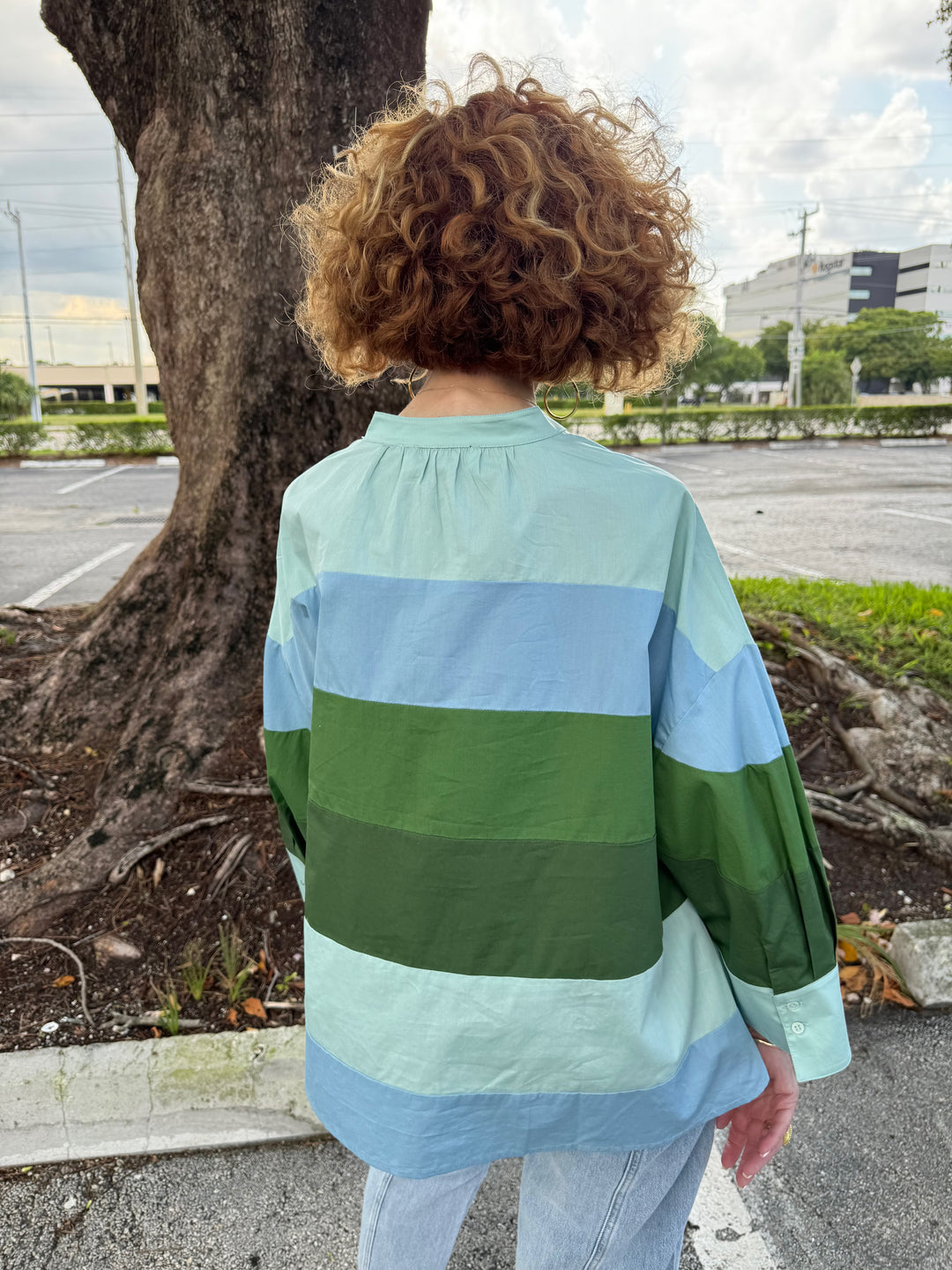 Essentiel Antwerp Fettucine Striped Shirt - Dark Green/Blue