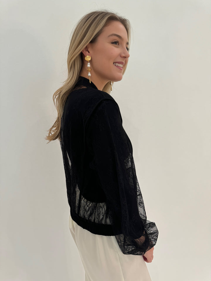 Marella Mappa Lace Jacket in Black available at Barbara Katz