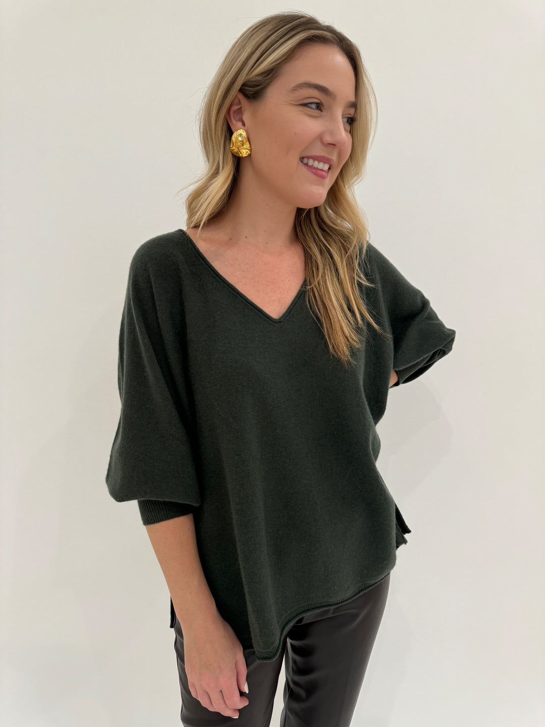 Colorush (CRUSH) Gappo Poncho 2.0 Sweater in Khaki available at Barbara Katz