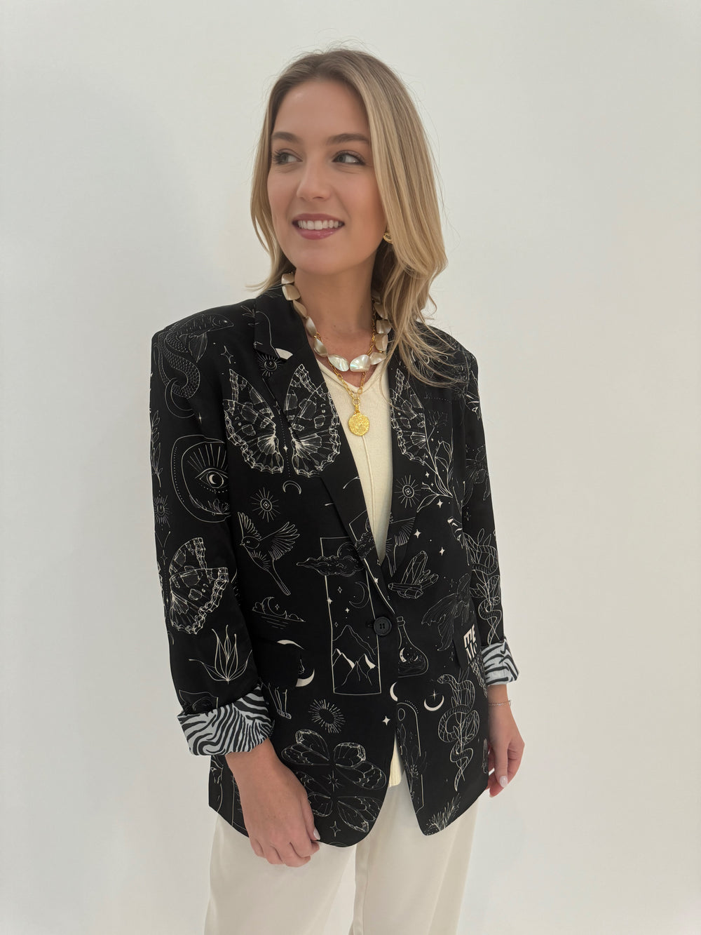 ME369 Molly Black Magic 3/4 Sleeves Blazer available at Barbara Katz