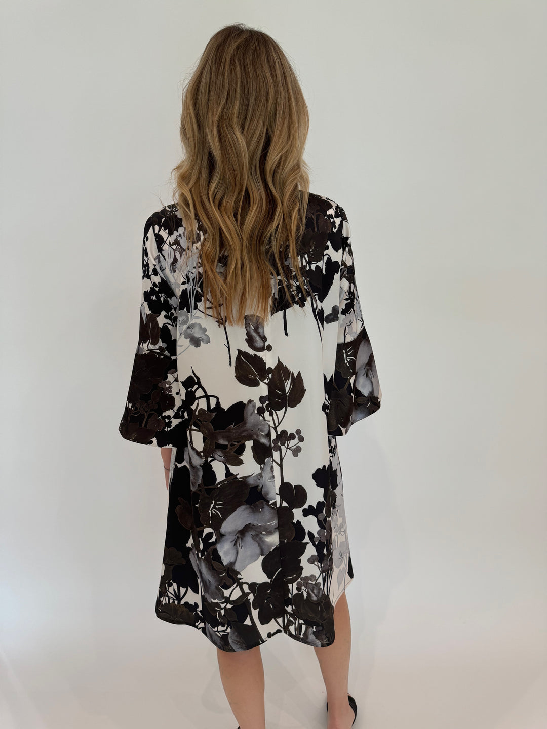 Caroline Rose Bella Floral Dress in Multi/Black available at Barbara Katz