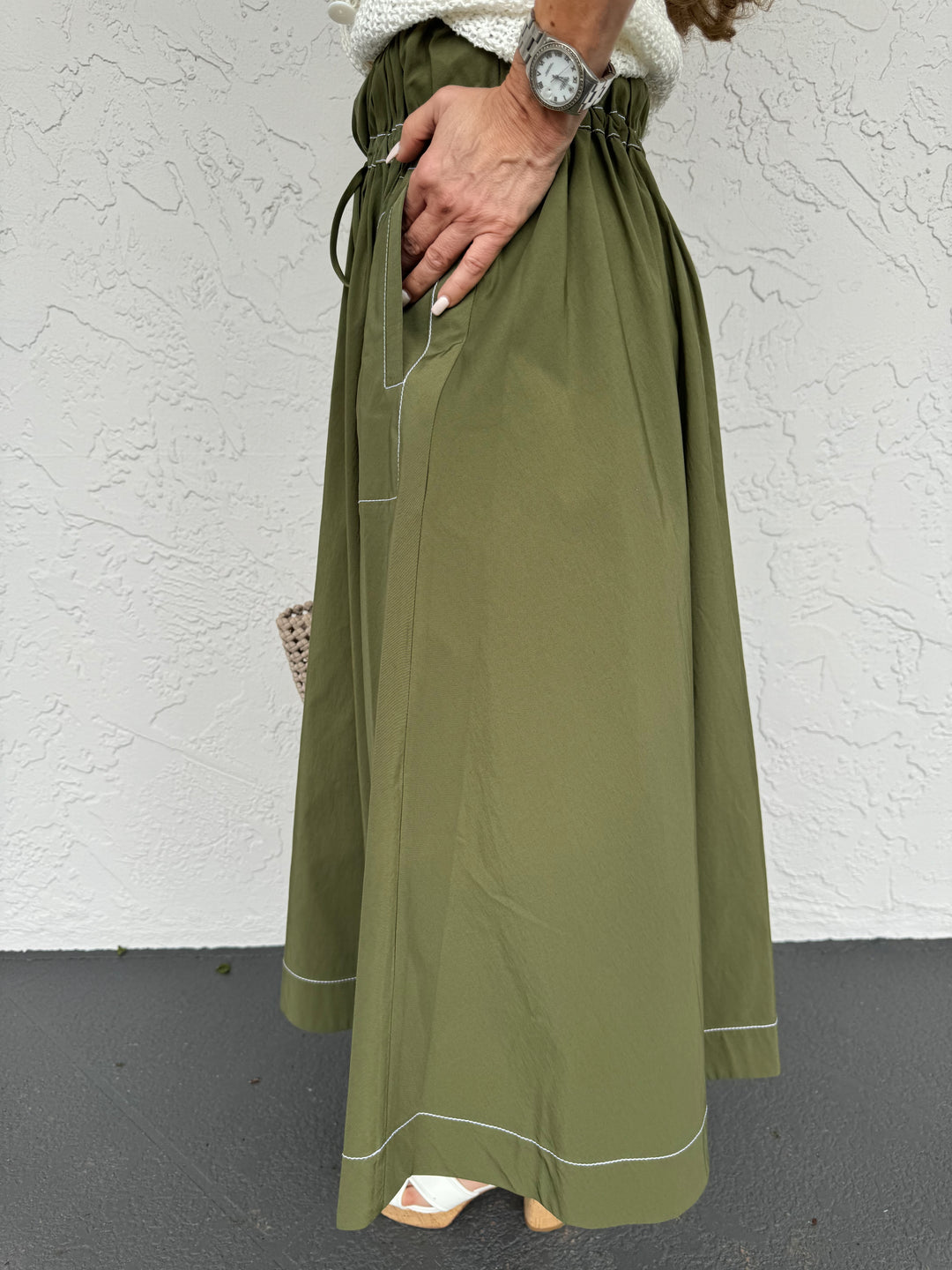 Simkhai Tona Midi Skirt - Army Green