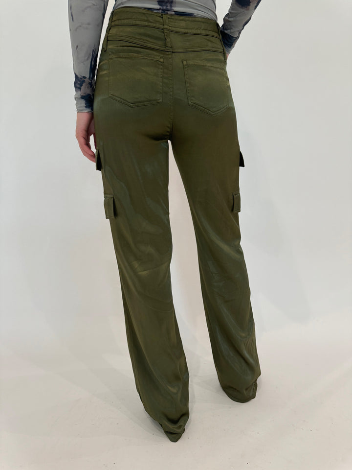 Marrakech Zendaya Silky Cargo Pants in Pine available at Barbara Katz