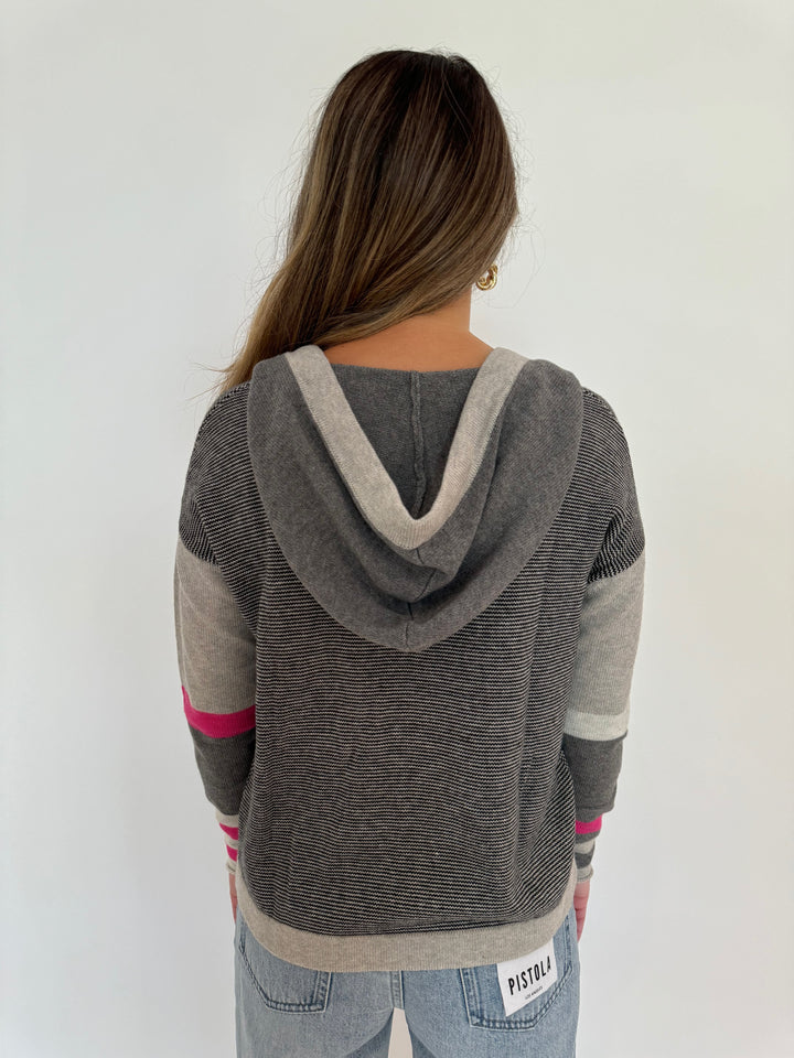 Zaket & Plover Birdseye Long Sleeve Hoodie in Marl available at Barbara Katz