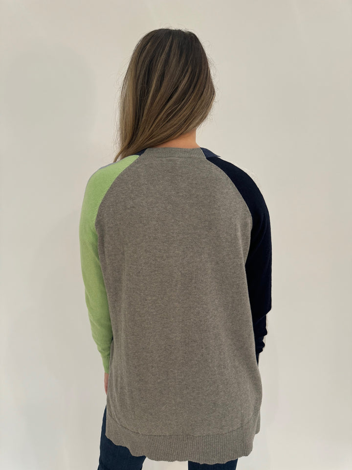 Zaket & Plover College Cardigan in Denim available at Barbara Katz