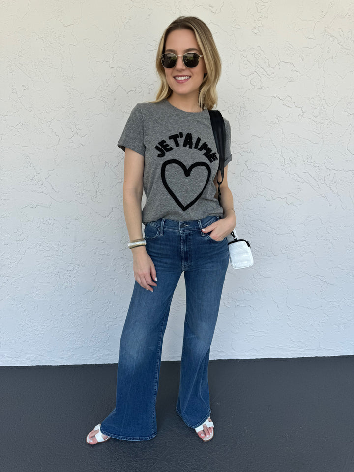 Cinq a Sept Je T'Aime Heart Tee - Heather Grey/Black