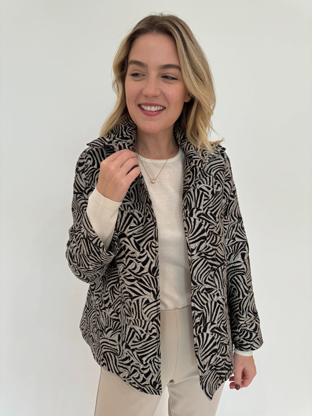 Caroline Rose Exotic Elegance Jacket in Multi/Black available at Barbara Katz