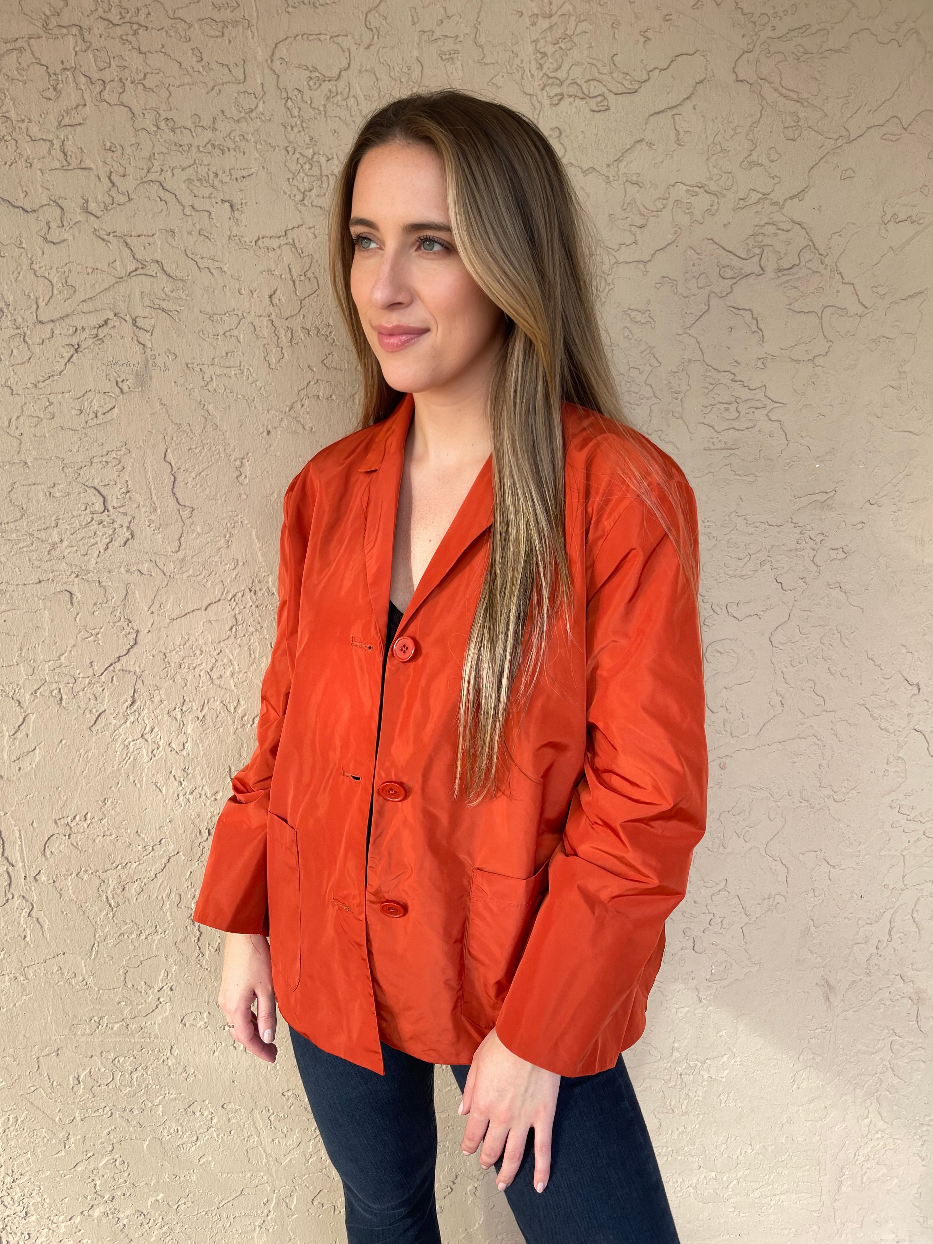 Taffeta Jacket with Patch Pockets Terracotta