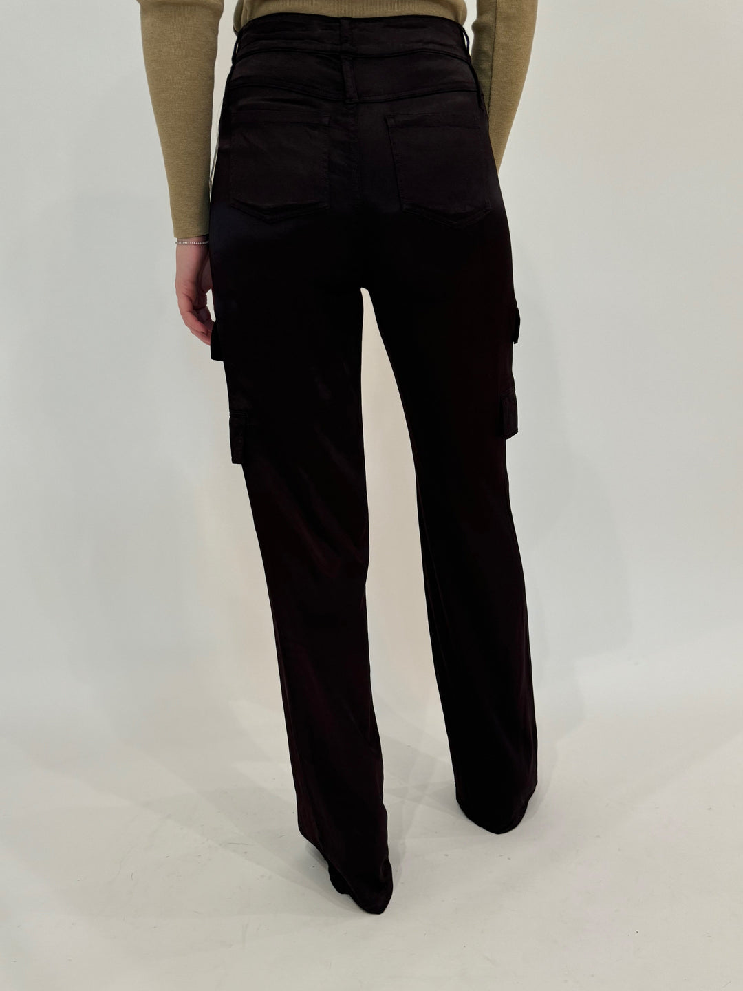 Marrakech Zendaya Silky Cargo Pants in Dark Chocolate available at Barbara Katz