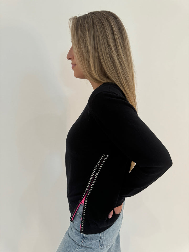 Lisa Todd Zipcode Long Sleeve Sweater in Black available at Barbara Katz