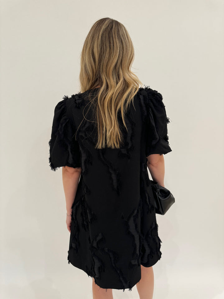 Stine Goya Puffy Sleeves Mini Dress in Black available at Barbara Katz