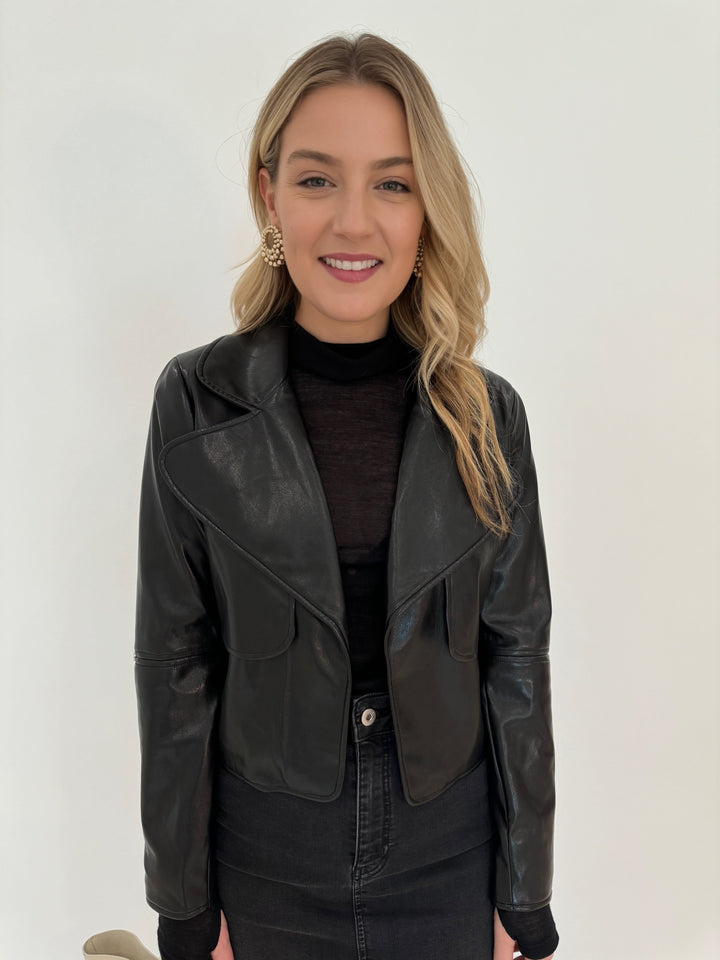 Adroit Atelier Ninon Vegan Leather Jacket in Black available at Barbara Katz