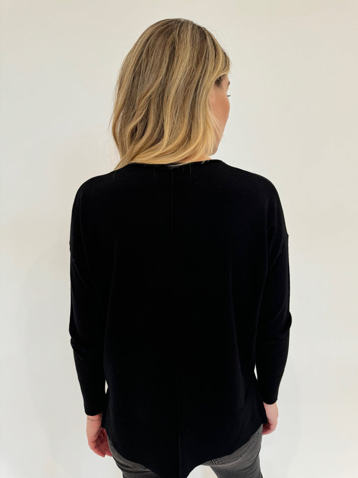 BK Shaina Center Seam Sweater in Black available at Barbara Katz